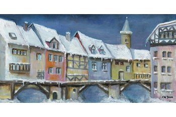 Die Krämerbrücke zu Erfurt im Winter